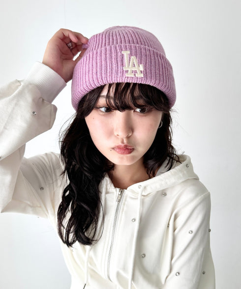 MLB KOREA(エムエルビーコリア)/ロゴ刺繍ビーニー ニット帽/New jelly mid-binnie | AT5254050 | ピンク