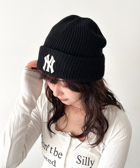 MLB KOREA(エムエルビーコリア)/ロゴ刺繍ビーニー ニット帽/New jelly mid-binnie | AT5254050 | ブラック