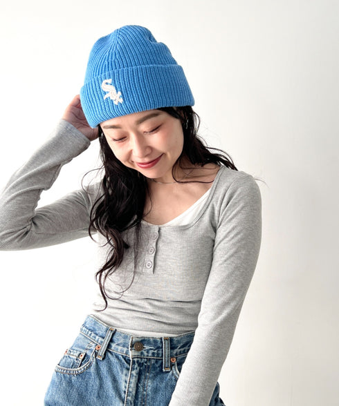 MLB KOREA(エムエルビーコリア)/ロゴ刺繍ビーニー ニット帽/New jelly mid-binnie | AT5254050 | ブルー系その他
