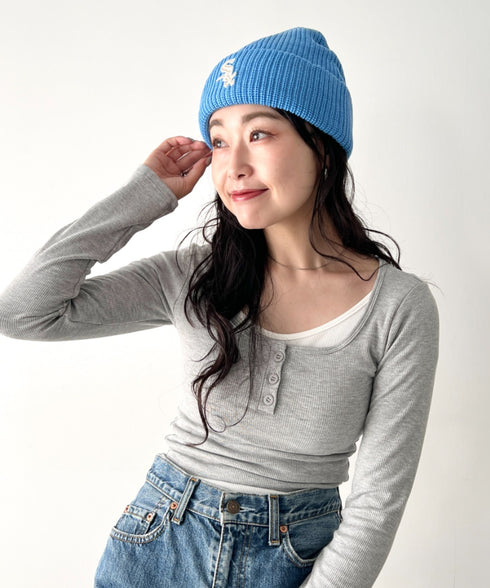 MLB KOREA(エムエルビーコリア)/ロゴ刺繍ビーニー ニット帽/New jelly mid-binnie | AT5254050 | ブルー系その他