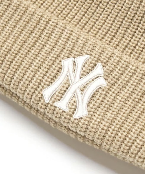 MLB KOREA(エムエルビーコリア)/ロゴ刺繍ビーニー ニット帽/New jelly mid-binnie | AT5254050 | ベージュ