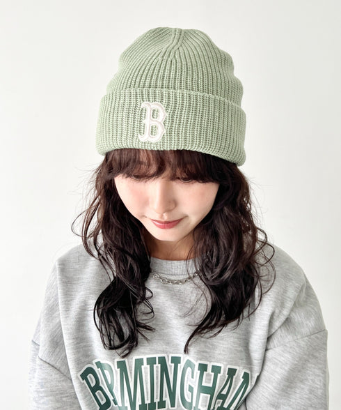 MLB KOREA(エムエルビーコリア)/ロゴ刺繍ビーニー ニット帽/New jelly mid-binnie | AT5254050 | グリーン