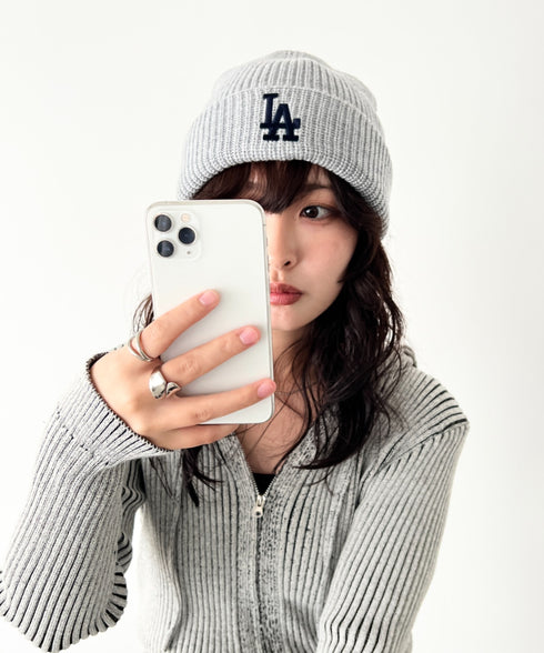 MLB KOREA(エムエルビーコリア)/ロゴ刺繍ビーニー ニット帽/New jelly mid-binnie | AT5254050 | グレー