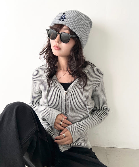 MLB KOREA(エムエルビーコリア)/ロゴ刺繍ビーニー ニット帽/New jelly mid-binnie | AT5254050 | グレー