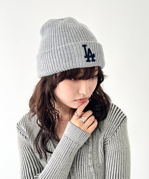 MLB KOREA(エムエルビーコリア)/ロゴ刺繍ビーニー ニット帽/New jelly mid-binnie | AT5254050 | グレー