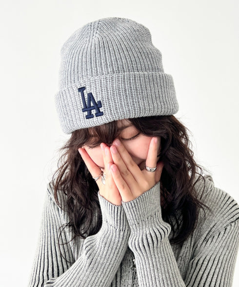 MLB KOREA(エムエルビーコリア)/ロゴ刺繍ビーニー ニット帽/New jelly mid-binnie | AT5254050 | グレー