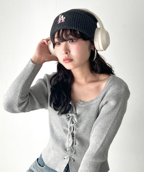 MLB KOREA(エムエルビーコリア)/ロゴ刺繍ビーニー ニット帽/New jelly mid-binnie | AT5254050 | チャコールグレー