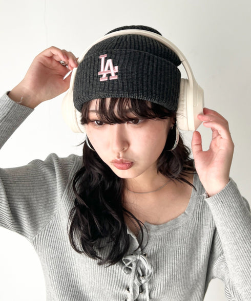 MLB KOREA(エムエルビーコリア)/ロゴ刺繍ビーニー ニット帽/New jelly mid-binnie | AT5254050 | チャコールグレー