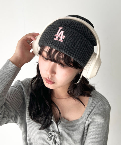 MLB KOREA(エムエルビーコリア)/ロゴ刺繍ビーニー ニット帽/New jelly mid-binnie | AT5254050 | チャコールグレー