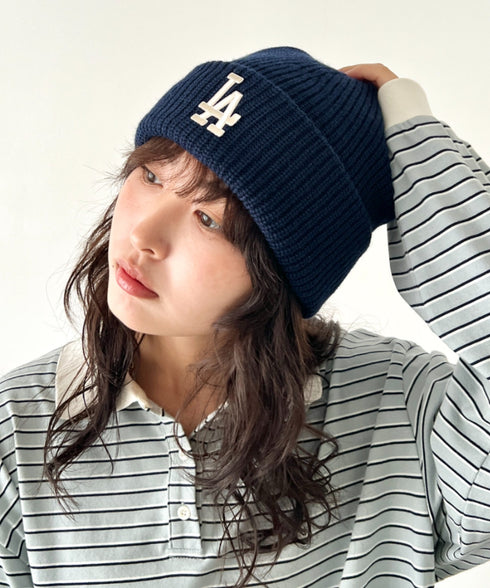 MLB KOREA(エムエルビーコリア)/ロゴ刺繍ビーニー ニット帽/New jelly mid-binnie | AT5254050 | ネイビー