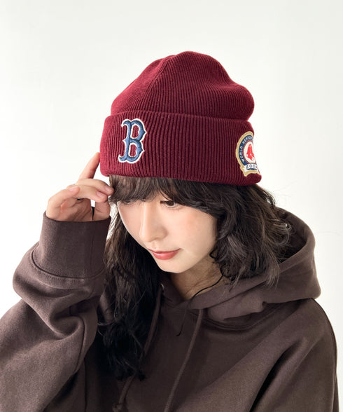 MLB KOREA(エムエルビーコリア)/ロゴパッチ ワッペン ビーニー ニット帽/Patch beanie | AT5254051 | ワインレッド