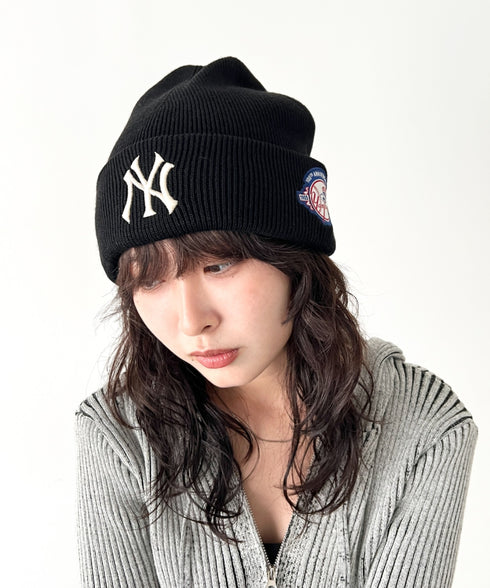 MLB KOREA(エムエルビーコリア)/ロゴパッチ ワッペン ビーニー ニット帽/Patch beanie | AT5254051 | ブラック
