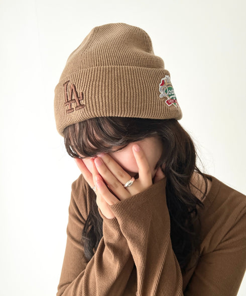 MLB KOREA(エムエルビーコリア)/ロゴパッチ ワッペン ビーニー ニット帽/Patch beanie | AT5254051 | ベージュ