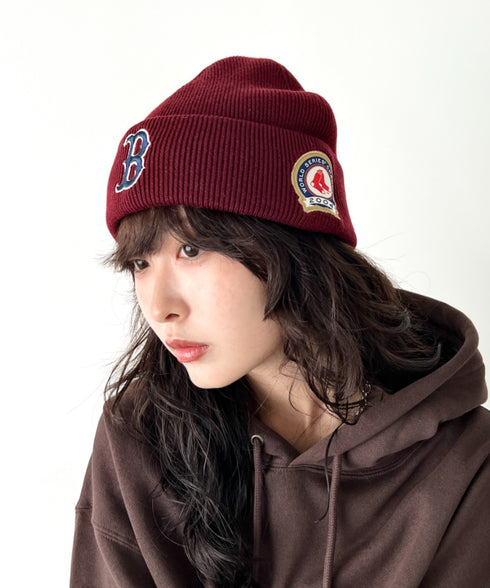 MLB KOREA(エムエルビーコリア)/ロゴパッチ ワッペン ビーニー ニット帽/Patch beanie | AT5254051 | ワインレッド