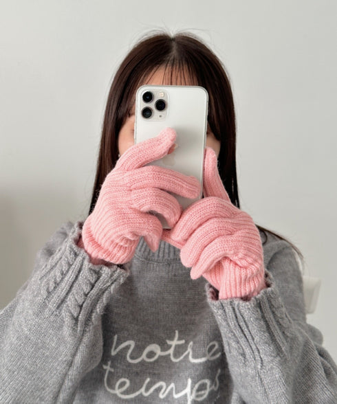 【10色展開】ユニセックススマホ対応ニット手袋 | CL6254022 | ピンク