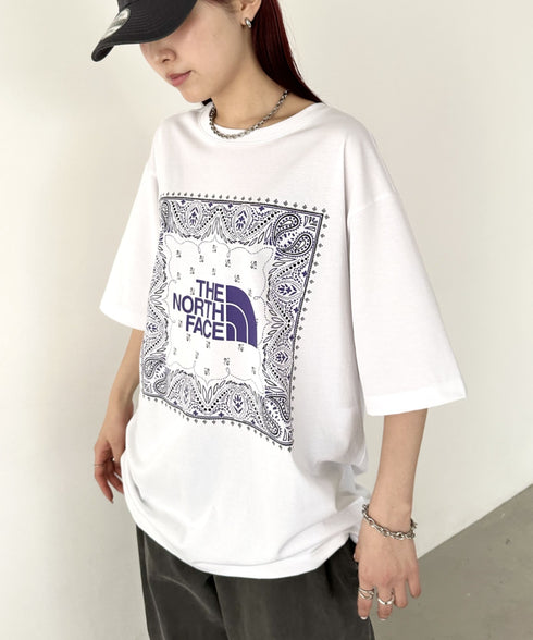 THE NORTH FACE(ザ・ノースフェイス)/ビッグロゴ プリント バンダナ 半袖 Tシャツ/M'S BANDANA S/S R/TEE | IM2251068 | ホワイト