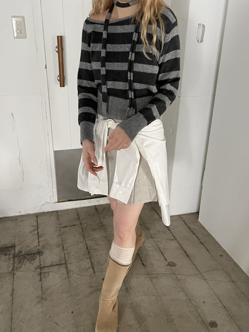 ボーダーワンショルダーニット | SL2244616 | グレー