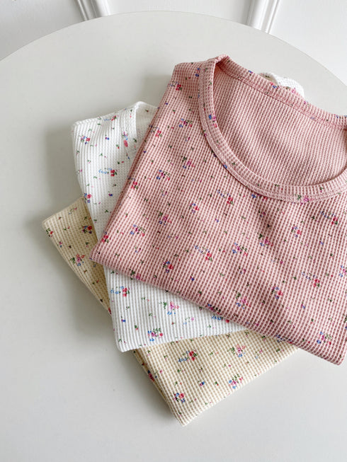 レトロフラワーワッフルTシャツ | SL2231719 | クリーム