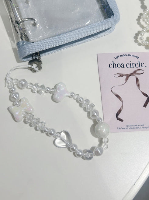 ハートリボンビーズストラップ | WO4241613 | ホワイト