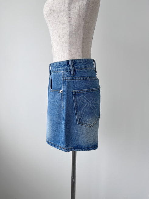 リボンデニムショートパンツ | RN2242016 | ブルー