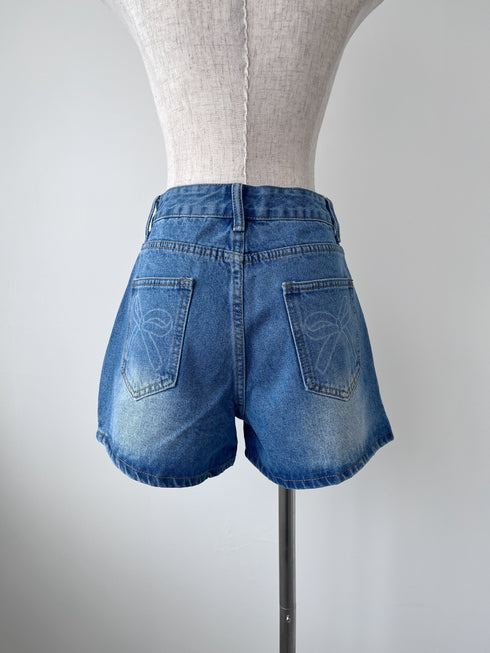 リボンデニムショートパンツ | RN2242016 | ブルー