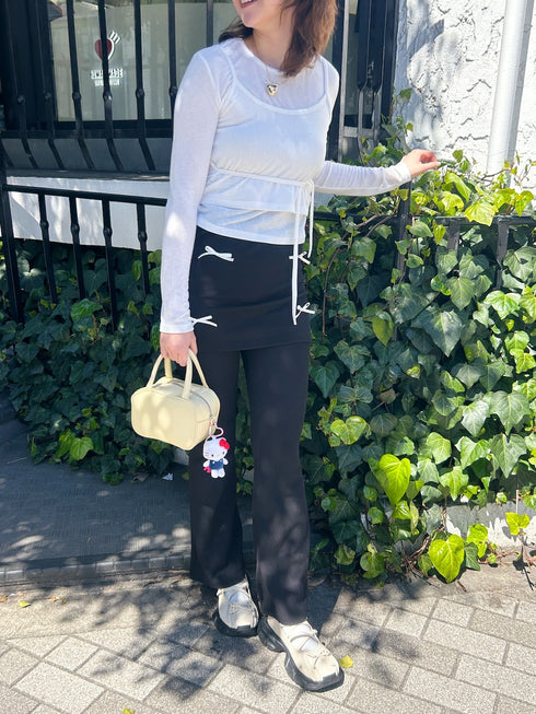 リボンポイントレイヤードスカートパンツ | SL2241632 | ブラック