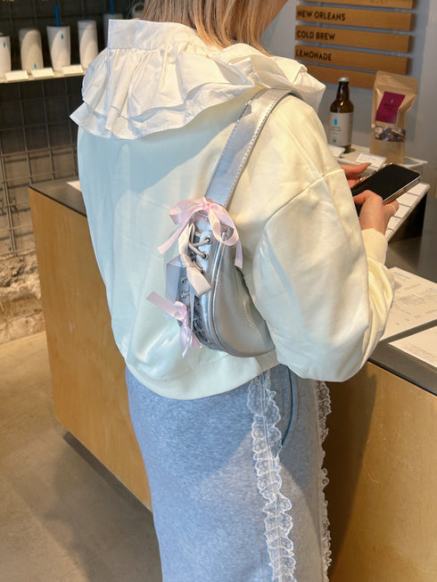 リボンレースアップバッグ | SL1234605 | シルバー