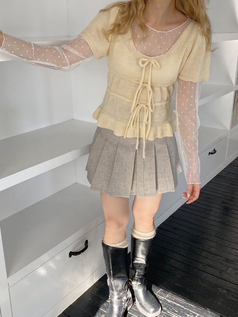 リボンパフスリーブ半袖ニット | SL2252613 | イエロー