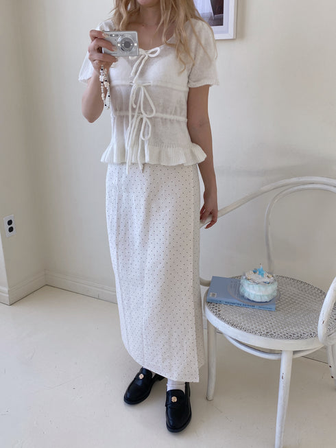 リボンパフスリーブ半袖ニット | SL2252613 | アイボリー