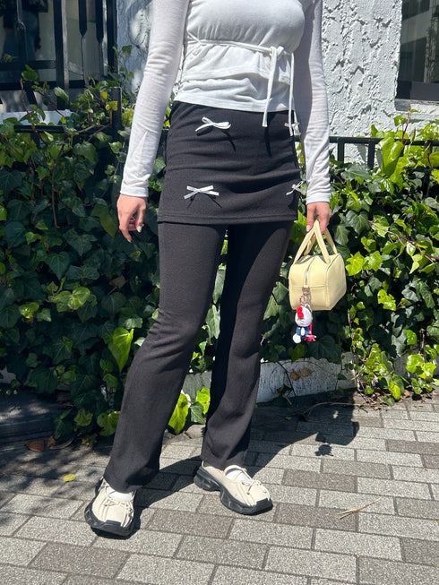 リボンポイントレイヤードスカートパンツ | SL2241632 | ブラック