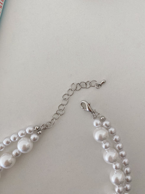 2連パールハートリボンネックレス | SL4233616 | ホワイト