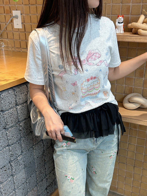 vintage ribbon cake tee | SL2242621 | グレー