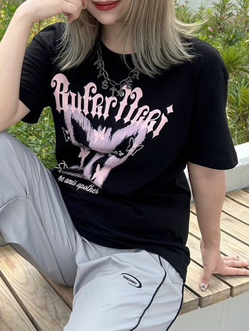 バタフライデザインTシャツ | GR2242531 | ブラック