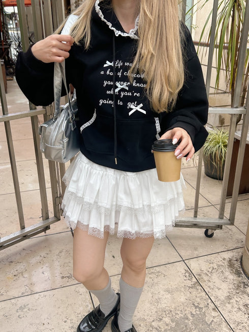 裏起毛リボンポイントフーディー | SL2244669 | ブラック