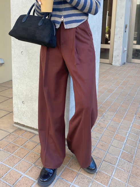 ベルト付きシンプルスラックス | SL2244630 | レッド