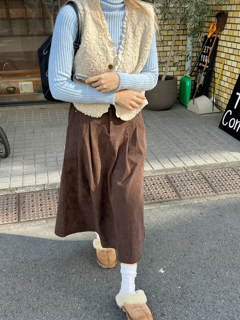 ベルト付きコーデュロイミディスカート | SL2244649 | ブラウン