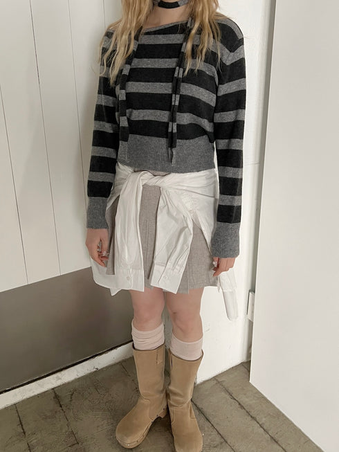 ボーダーワンショルダーニット | SL2244616 | グレー