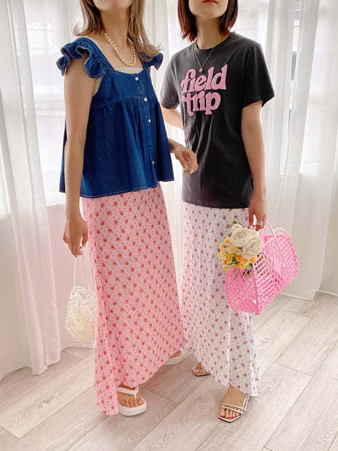 小花柄フレアロングスカート | SL2232723 | ホワイト