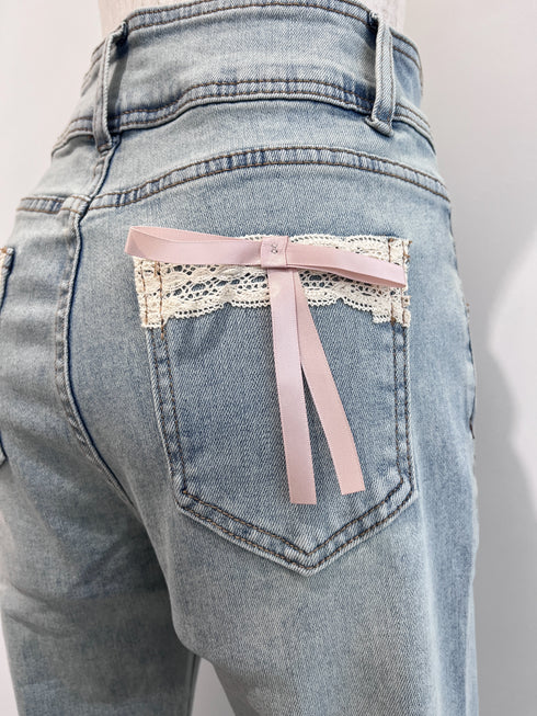 バックリボンポイントフレアデニム | SL2242643 | ブルー