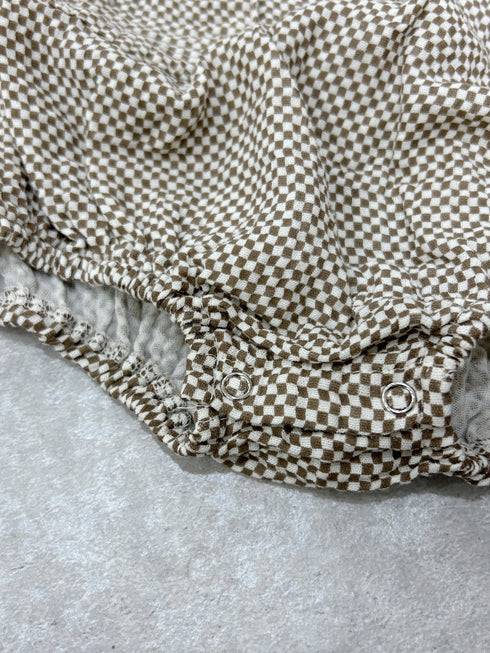 ミニチェックロンパース | LB2234014 | ブラウン