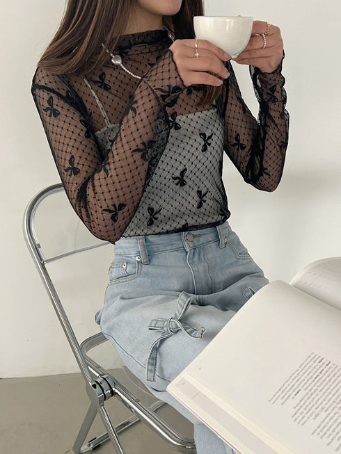 リボンシアートップス | SL2234651 | ブラック