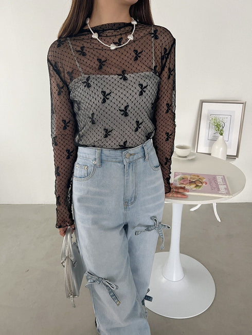 リボンシアートップス | SL2234651 | ブラック