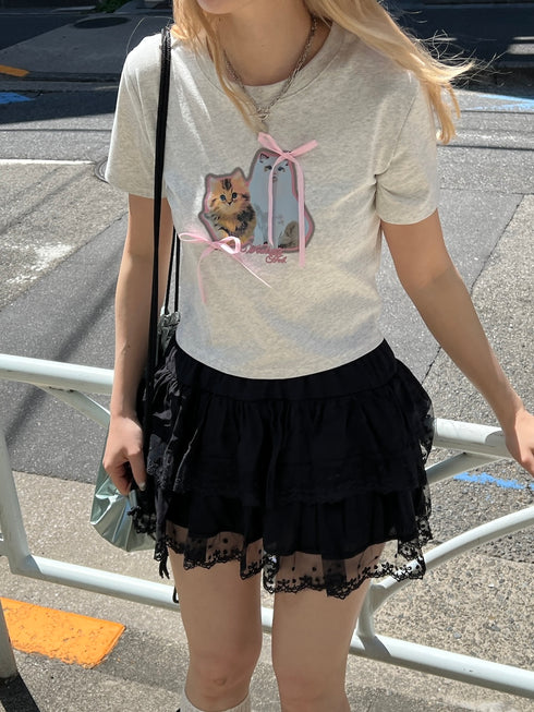 キャットリボンTシャツ | SL2252606 | ライトグレー