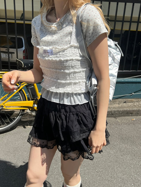 コットンティアードミニスカート | SL2251648 | ブラック