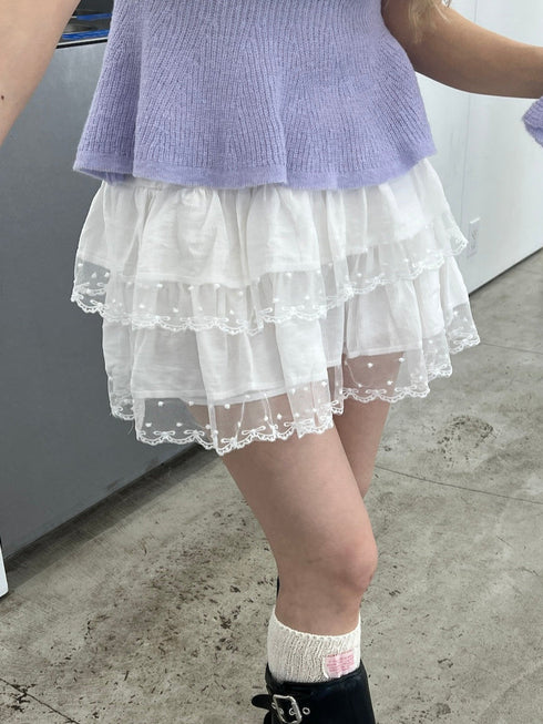 コットンティアードミニスカート | SL2251648 | ホワイト