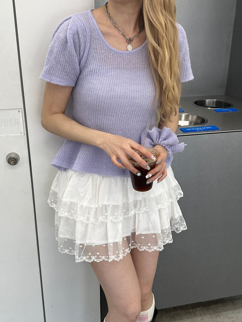 コットンティアードミニスカート | SL2251648 | ホワイト