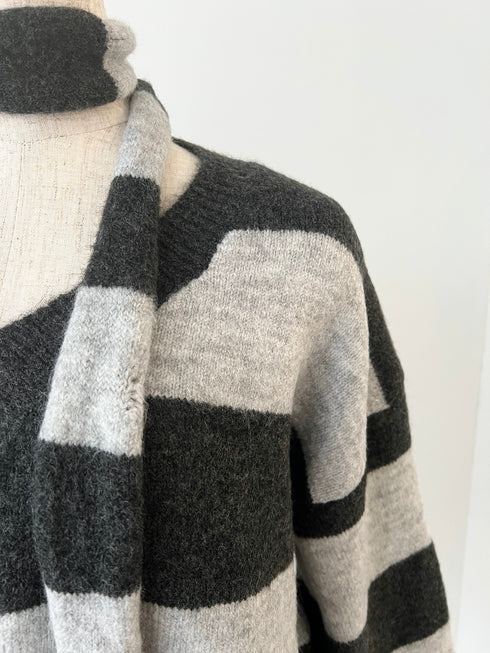 タイ付きボーダールーズニット | IN2244701 | グレー