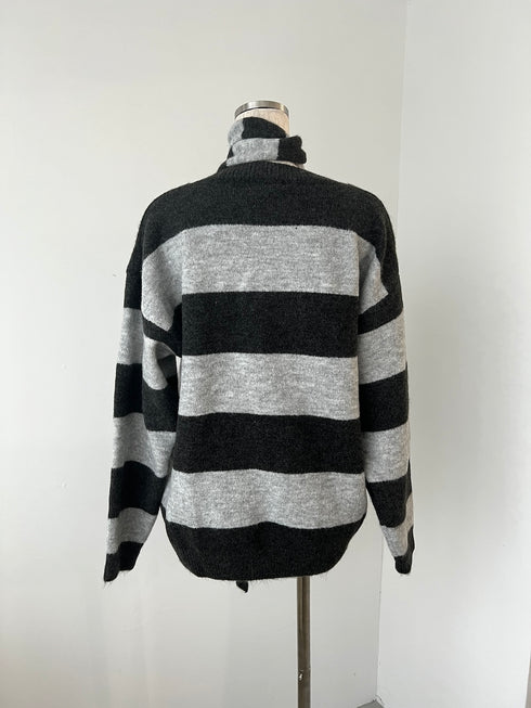 タイ付きボーダールーズニット | IN2244701 | グレー