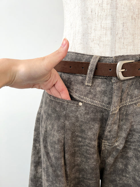 ベルト付きハイウエストビンテージデニム | SL2244605 | ブラウン
