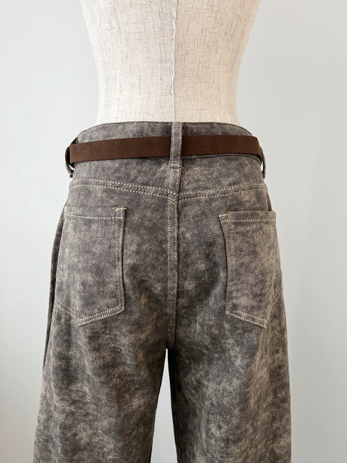 ベルト付きハイウエストビンテージデニム | SL2244605 | ブラウン
